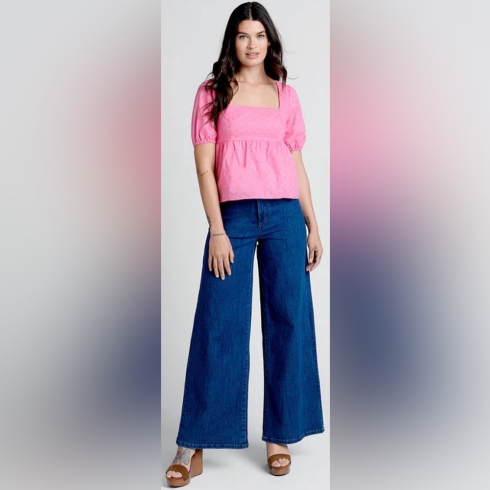 NWT MODCLOTH FARMING DAISIES VIBRANT PINK PEPLUM TOP Sz. L